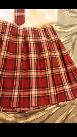 Disfraz Colegiala Rojo y Blanco Talla Única