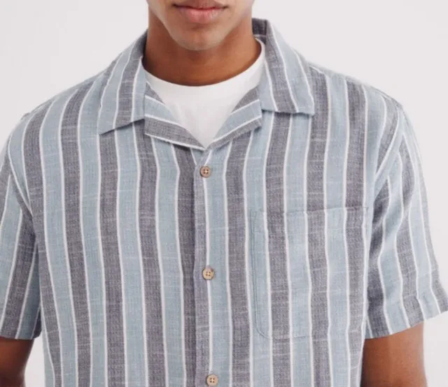 Camisa Springfield Rayas Azul gris rústica Talla L