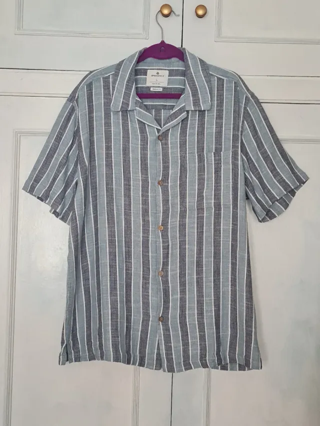 Camisa Springfield Rayas Azul gris rústica Talla L