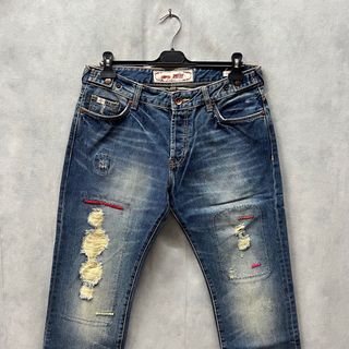 Super Rifle Jeans Strappato Ricamato W34 Vintage
