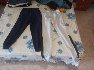 Pantalones deportivos azul y gris