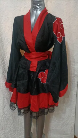 Disfraz Anime Kimono Lolita Negro/Rojo 
