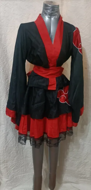 Disfraz Anime Kimono Lolita Negro/Rojo 