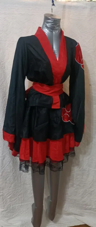 Disfraz Anime Kimono Lolita Negro/Rojo 