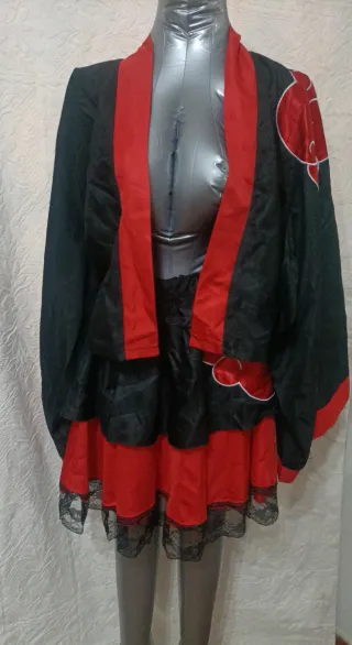 Disfraz Anime Kimono Lolita Negro/Rojo 