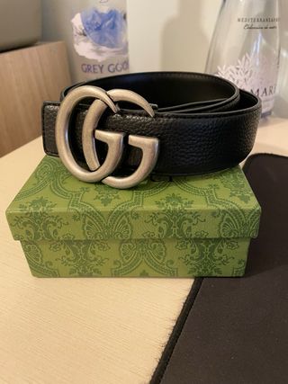 Cintura Gucci GG Nera Argento. nuova 