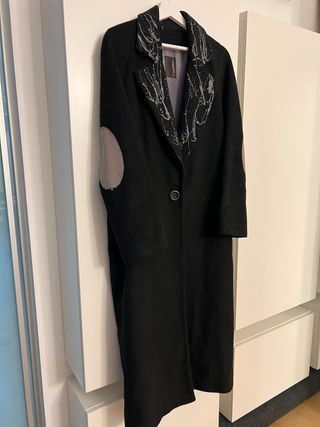 GeogetPol Cappotto donna nero con dettagli grigi