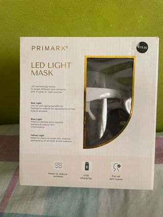 Mascarilla LED Primark Blanca y Dorada