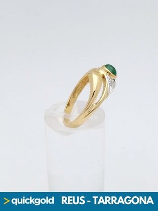  040-01-0248 ANILLO ORO BICOLOR 18K PIEDRA VERDE
