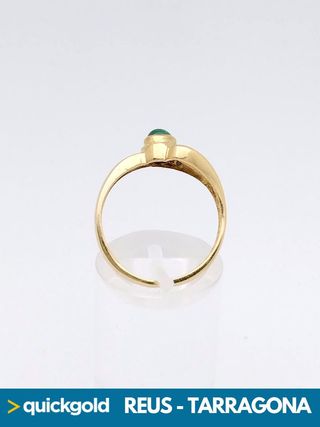 040-01-0248 ANILLO ORO BICOLOR 18K PIEDRA VERDE