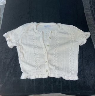Camiseta Zara Algodón Blanca Manga Corta