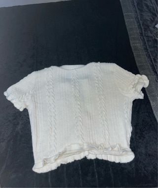 Camiseta Zara Algodón Blanca Manga Corta
