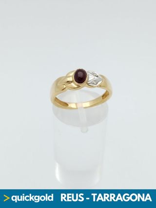  040-01-0249 ANILLO ORO DE 18K PIEDRA GRANATE T16
