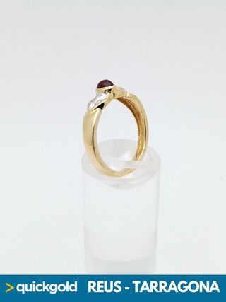  040-01-0249 ANILLO ORO DE 18K PIEDRA GRANATE T16