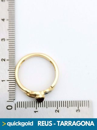  040-01-0249 ANILLO ORO DE 18K PIEDRA GRANATE T16