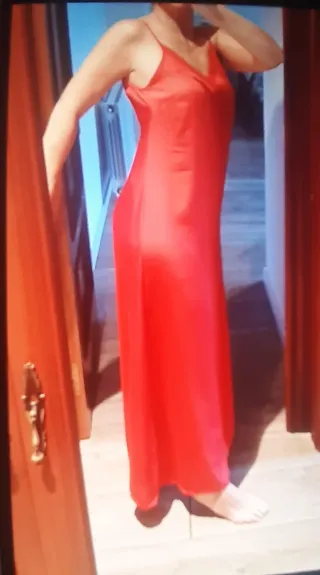 Vestido largo naranja satinado talla L