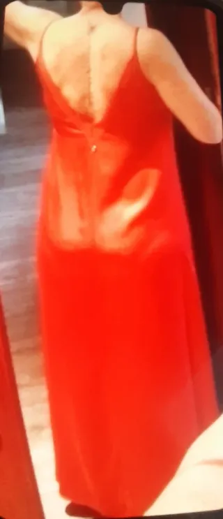 Vestido largo naranja satinado talla L