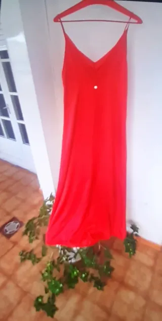 Vestido largo naranja satinado talla L