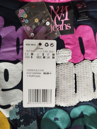 Camiseta Mango Talla M con lentejuelas