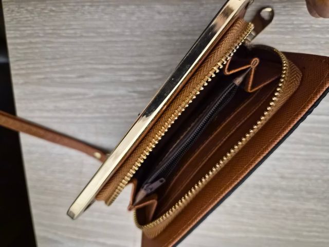 Cartera/Monedero Marrón y Dorado