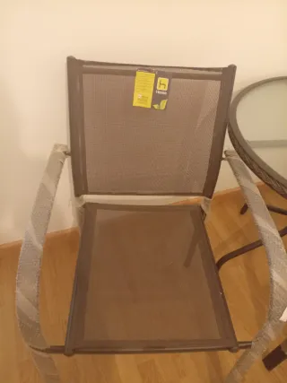 Mesa y 2 Sillas Jardín Cristal y Metal