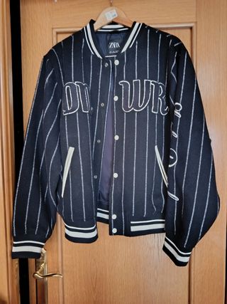 Bomber Zara Rayas Blancas Talla L/xl