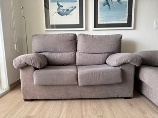 2 sofas grises de 2 plazas