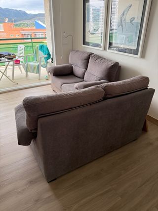2 sofas grises de 2 plazas