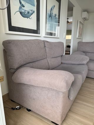 2 sofas grises de 2 plazas