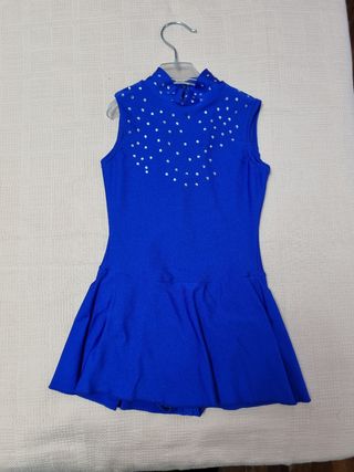 Body pattinaggio artistico blu con strass