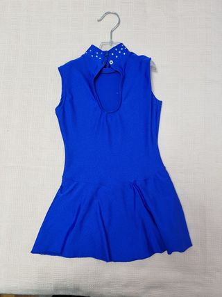 Body pattinaggio artistico blu con strass