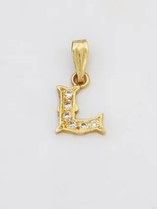 Colgante letra L en Oro 18 k con circonitas