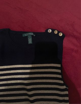 Chaleco Ralph Lauren Rayas Azul Marino y Dorado