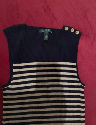 Chaleco Ralph Lauren Rayas Azul Marino y Dorado