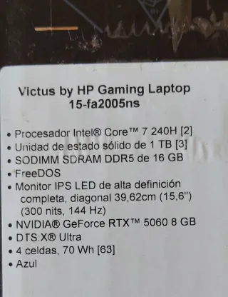 Portátil HP Victus 15-fa2005ns 15.6" Intel Core 7 