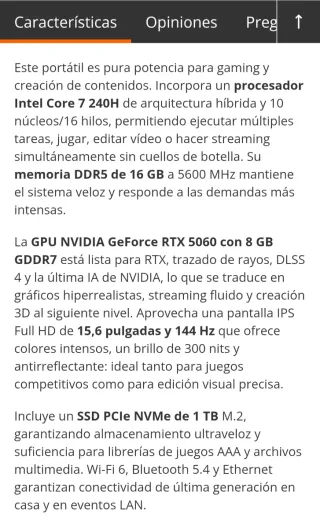 Portátil HP Victus 15-fa2005ns 15.6" Intel Core 7 