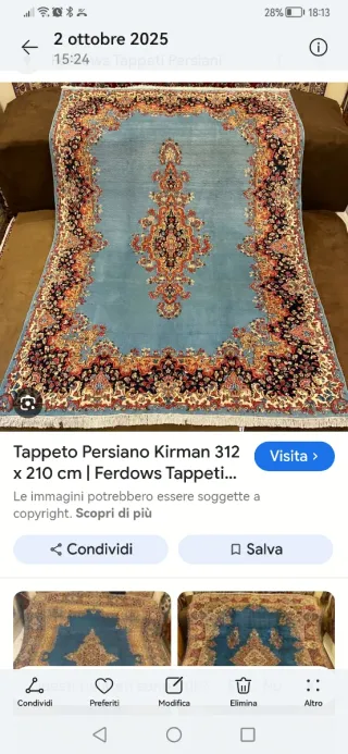 Tappeto Orientale blu/verde Multicolore 205x100cm