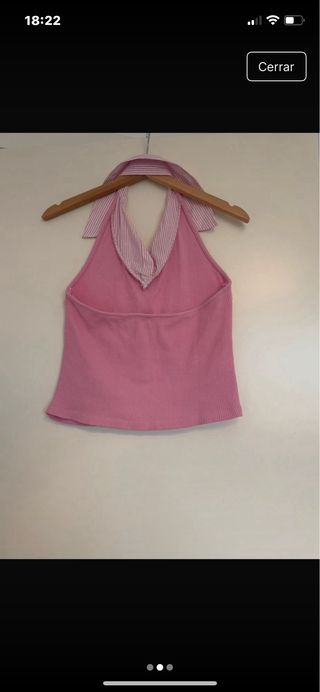 Top rosa con cuello
