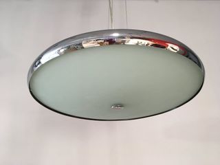 Lampadario disco metallo/vetro