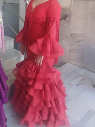 Vestido Flamenca Talla 36 Rojo