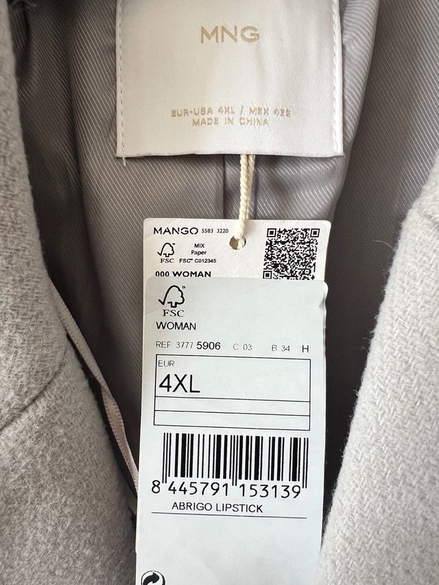 Abrigo lana gris nuevo con etiquetas