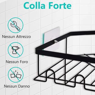 Set 5 Mensole Angolari Doccia Nere Nuovo BC053