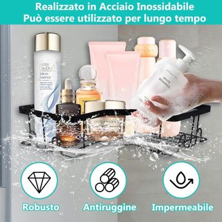 Set 5 Mensole Angolari Doccia Nere Nuovo BC053