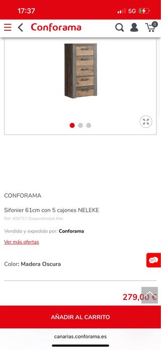 Cómoda NELEKE 61cm 5 cajones Conforama