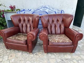 Sofá y sillones vintage marrón