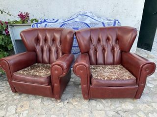 Sofá y sillones vintage marrón