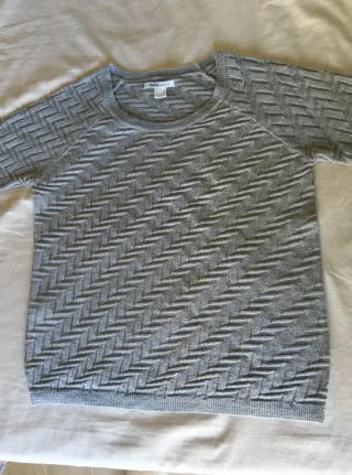 Jersey gris manga larga tejido