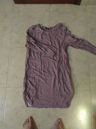 Vestido corto estampado manga larga