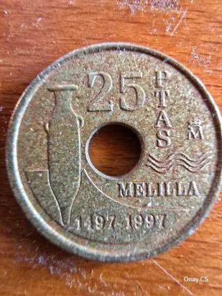 Moneda 25 Pesetas Melilla 1497-1997