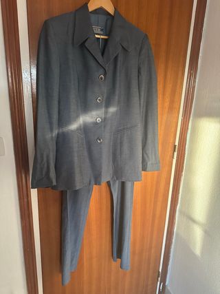 Traje chaqueta mujer azul/gris